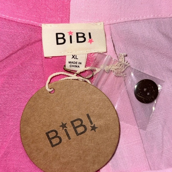 Bibi Color Block Gathered Front Slub Jumpsuit Pink and White - Picture 4 of 7